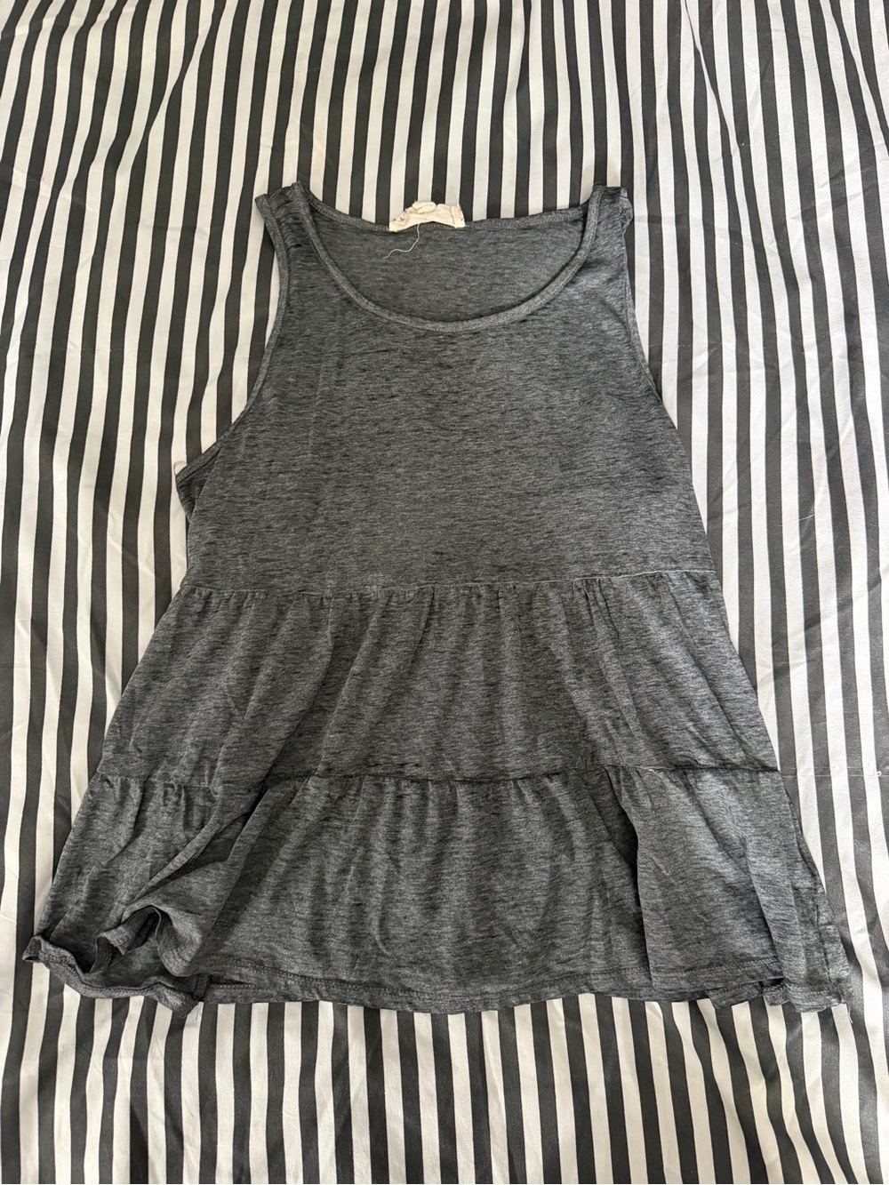 Pink Republic Gray Tiered Sleeveless Tank Top